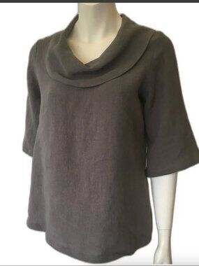 hazel & jools linen charcoal tunic top XL